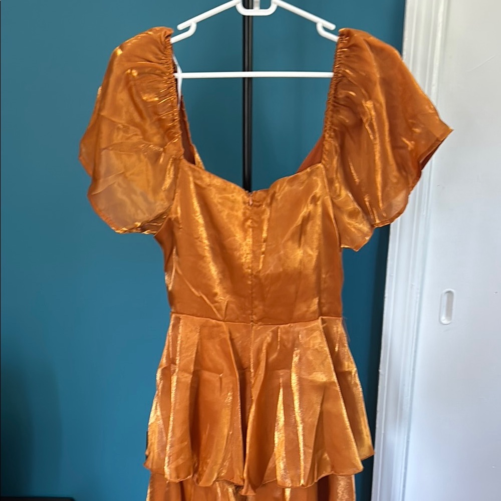 Lulu's Orange Ruffled Wrap Sundress - Picture 3 of 4